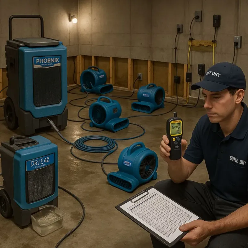 Structural Drying and Dehumidification process in Castle Hills, TX